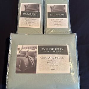 NWT New Charter Club Aqua Green King Duvet Cover and Shamsr
